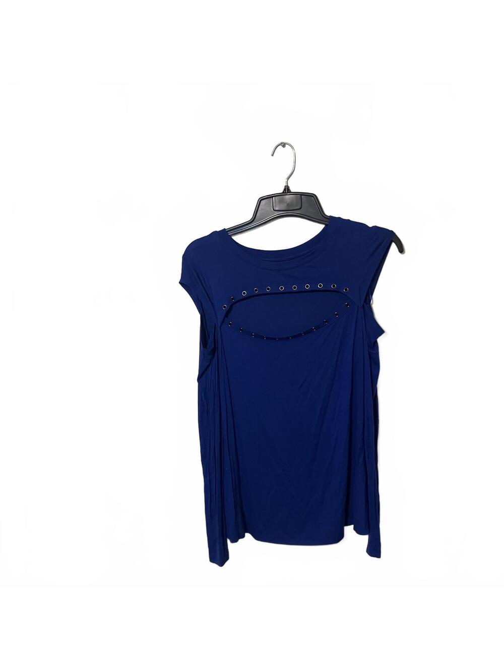 Rock & Republic Blue Eyelet Cutout Detail Cold Shoulder Top Size Women's Medium